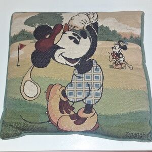 Vintage Mickey And Minnie Golf Tapestry Stitch Disney Pillow 90s Dad Core